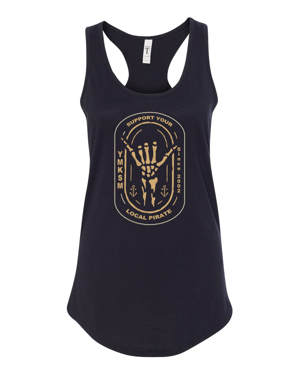 support_your_local_pirate_NEXTLEVEL_1533_ladies_racerback_black_tank_top_front_base